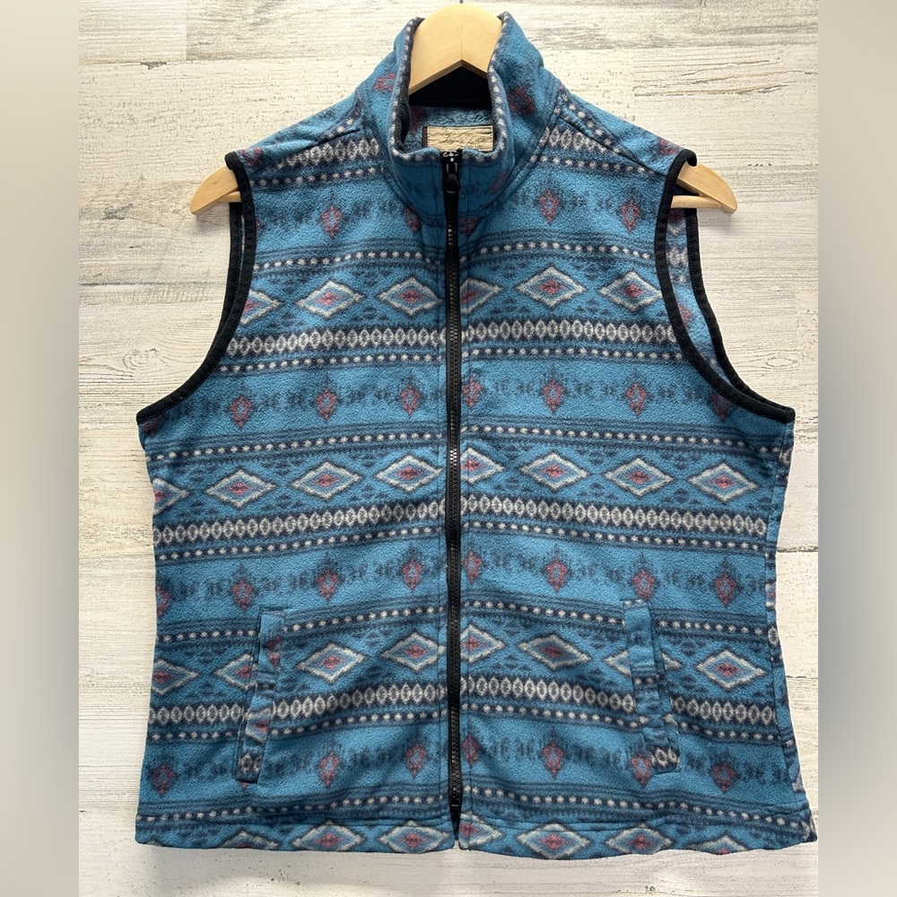 Legacy Falls Aztec Western Fleece Zip Up Sweater‎ Vest Womens Size Large
